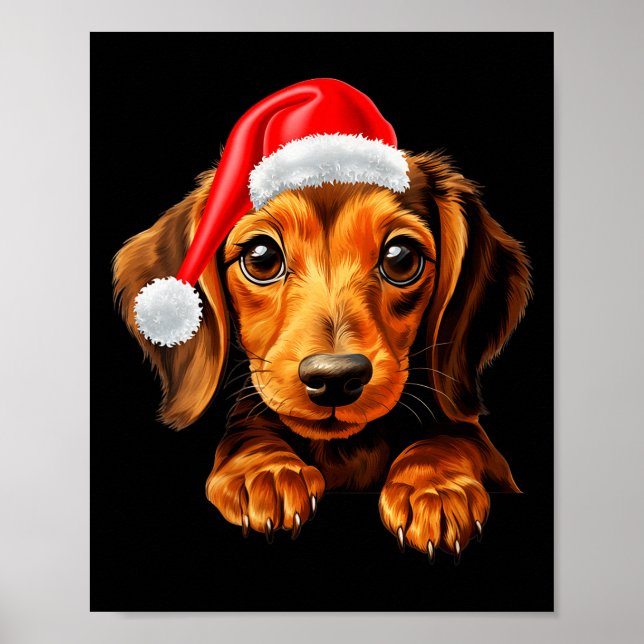 Affiche Womens Dachshund Dog Santa Claus Hat Christmas New (Devant)