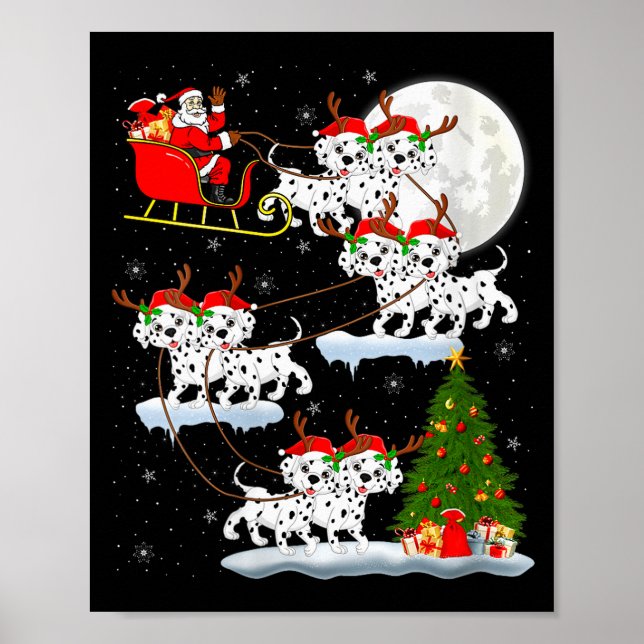 Affiche Womens Dalmatian Dog Santa Sleigh Flying Funny Mag (Devant)