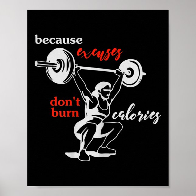 Affiche Womens Excuses Don't Burn Calories I Motivational  (Devant)