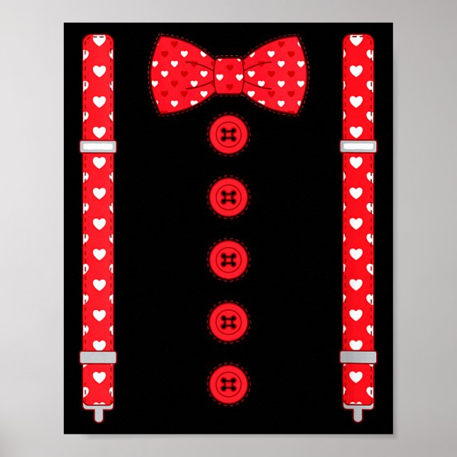 Affiche Women's Funny Hearts Bow Tie Suspenders Valentine' (Devant)