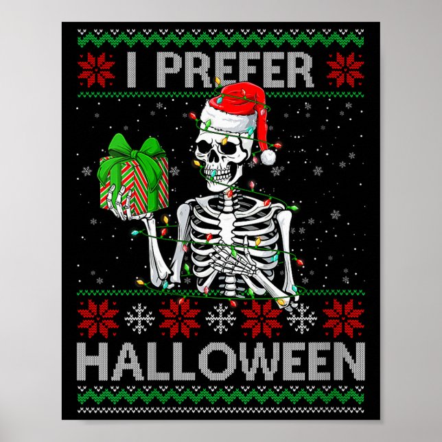 Affiche Womens Funny I Prefer Halloween Skeleton Ugly Chri (Devant)