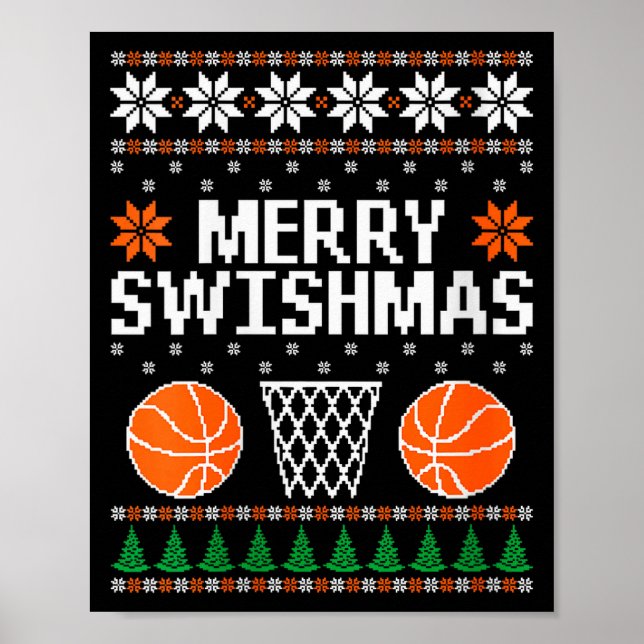 Affiche Womens Funny Merry Swishmas Xmas Basketball Ugly C (Devant)