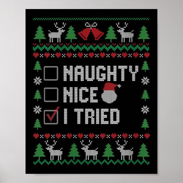 Affiche Womens Funny Santa Christmas List Nice Naughty I T (Devant)