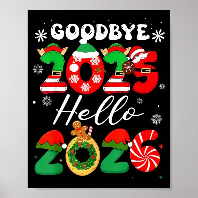 Affiche Womens Goodbye 2025 Hello 2026 Christmas Matching  (Devant)