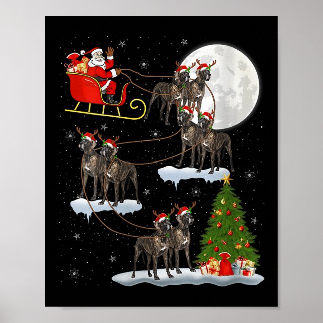 Affiche Womens Great Dane Dog Santa Sleigh Flying Funny Ma (Devant)