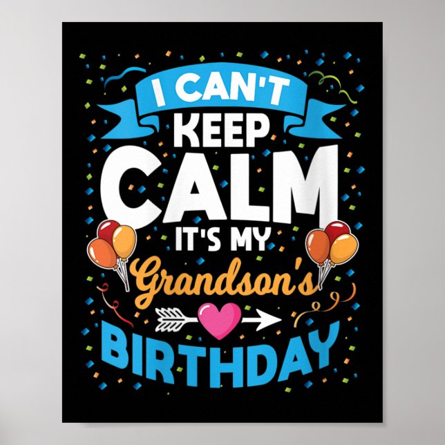 Affiche Womens I Can't Keep Calm It's My Grandson Birthday (Devant)