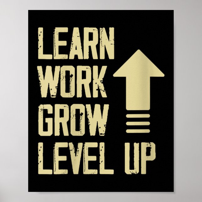 Affiche Womens Learn Work Grow Level Up Growth Success Vin (Devant)