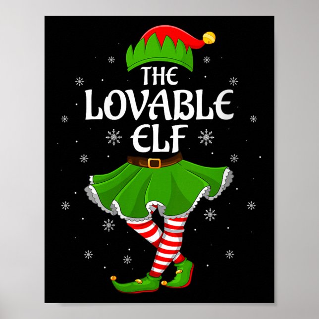 Affiche Womens Lovable Elf Christmas Family Girls Women El (Devant)