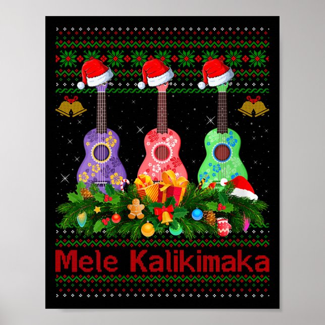 Affiche Womens Mele Kalikimaka Ukulele Guitar Ugly Xmas Sw (Devant)