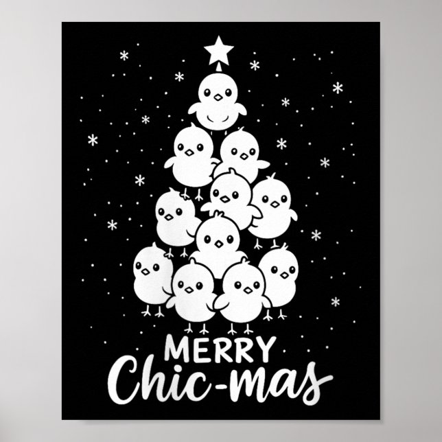 Affiche Womens Merry Chic-mas Cute Chicks Christmas Tree F (Devant)