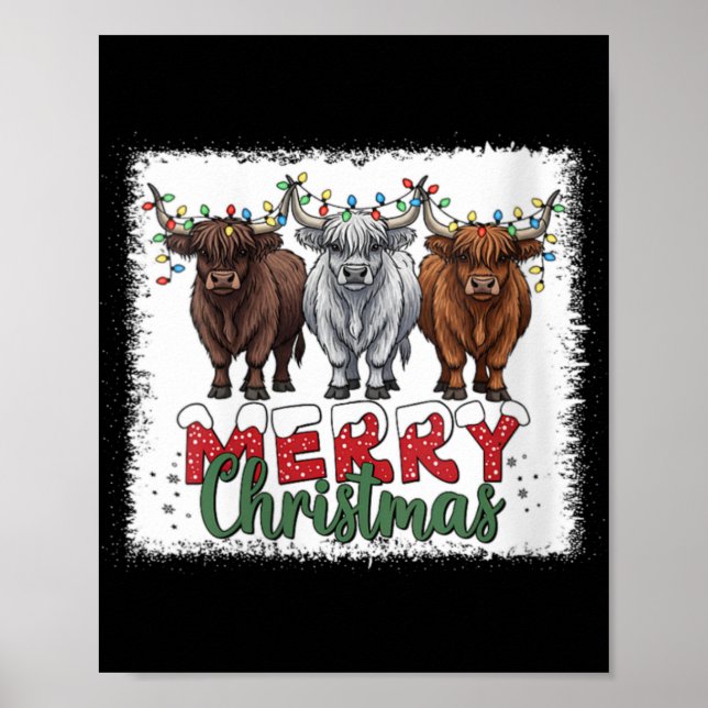 Affiche Womens Merry Christmas Scottish Highland Cow Xmas  (Devant)
