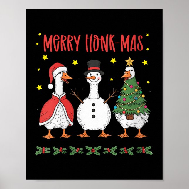 Affiche Womens Merry Honk-mas Funny Goose Christmas Humor  (Devant)
