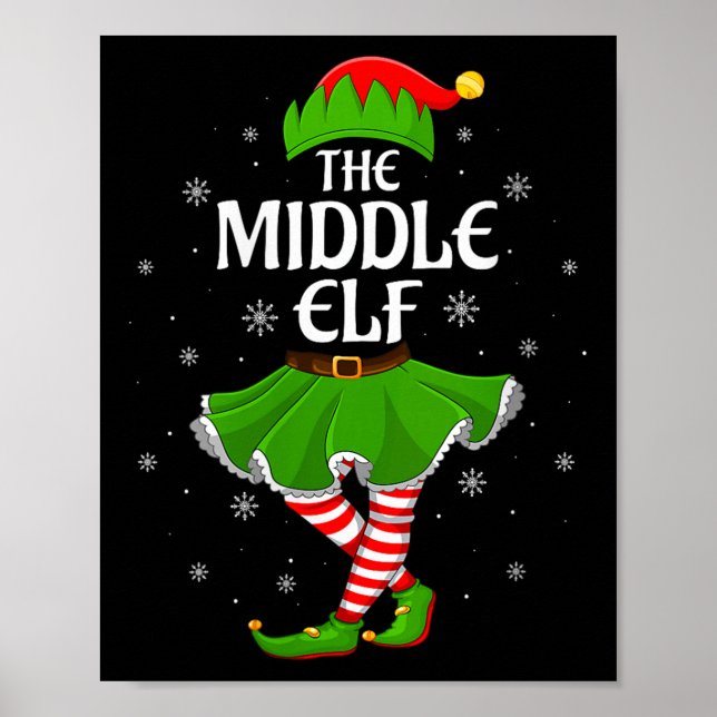 Affiche Womens Middle Elf Christmas Family Girls Women Elf (Devant)