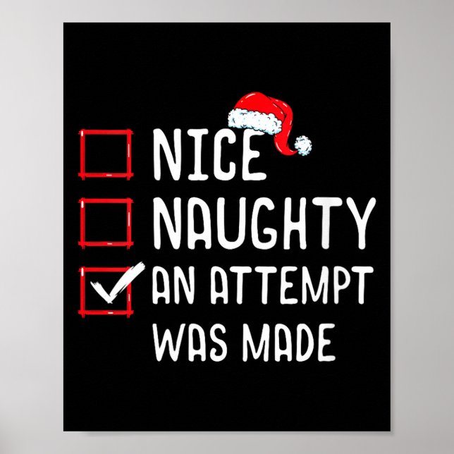Affiche Womens Nice Naughty An Attempt Was Made Christmas  (Devant)