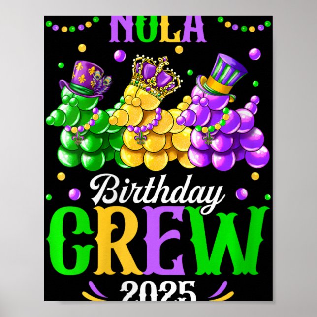 Affiche Womens Nola Birthday Crew 2025 New Orleans Mardi G (Devant)
