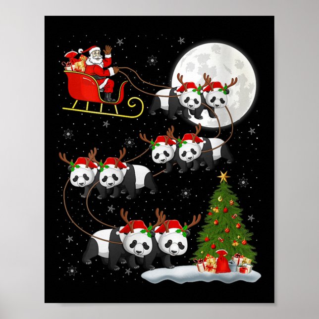 Affiche Womens Panda Santa Sleigh Flying Funny Magical Chr (Devant)