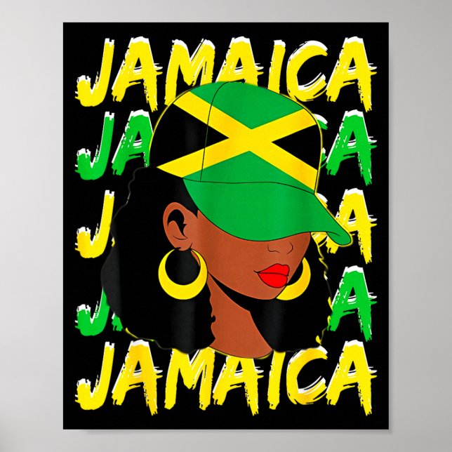 Affiche Womens Proud Jamaican Afro Black Woman Jamaica Fla (Devant)