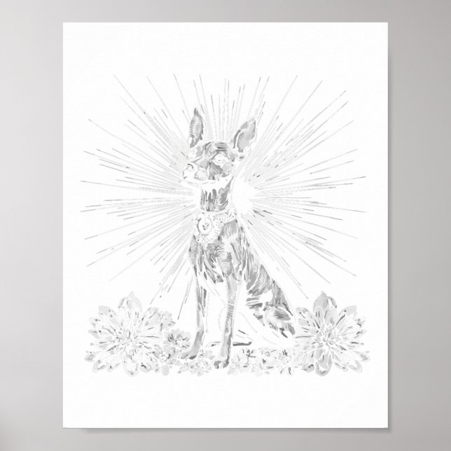 Affiche Womens Retro Tattoo Style Xoloitzcuintli Amoureux  (Devant)