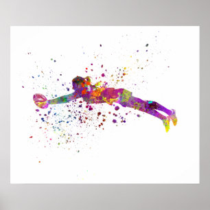 Affiche Women's rugby in watercolor