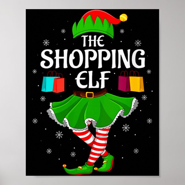 Affiche Womens Shopng Elf Christmas Family Girls Women Elf (Devant)
