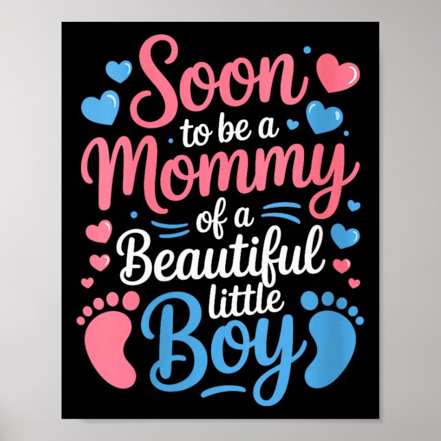 Affiche Womens Soon-to-be A Mommy Of A Beautiful Baby Boy, (Devant)