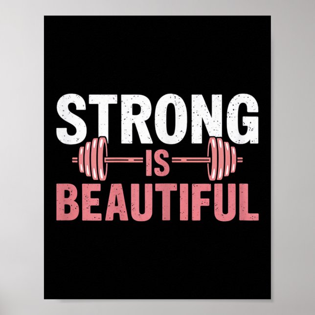 Affiche Womens Strong Is Beautiful Gym Fitness Motivationa (Devant)