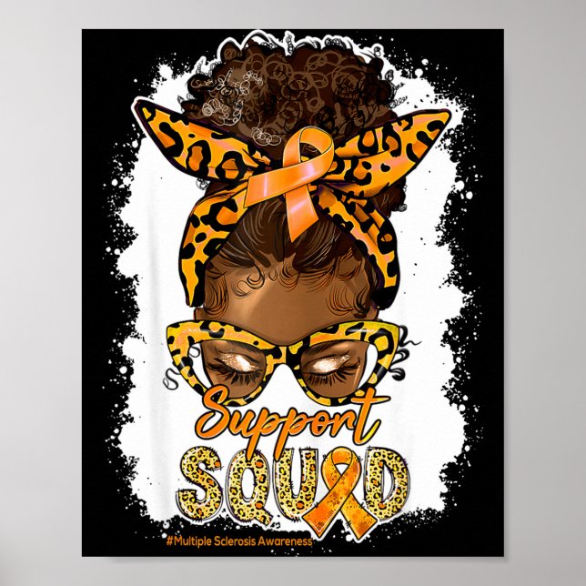 Affiche Womens Support Squad Afro Messy Bun Leopard Ms Awa (Devant)