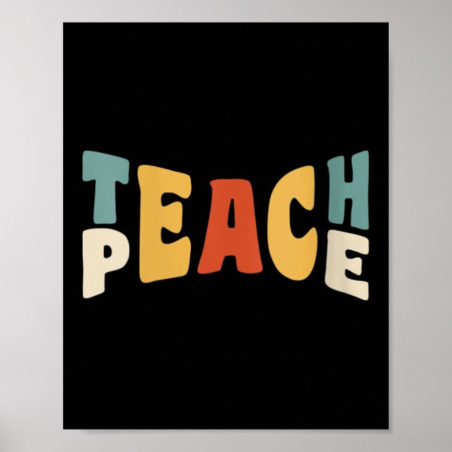 Affiche Womens Teach Peace Retro Teacher Motivational Educ (Devant)