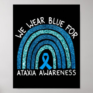 Affiche Womens We Wear Blue For Ataxia Awareness Rainbow G
