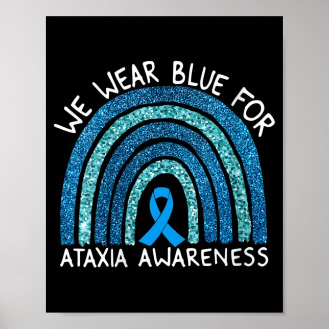 Affiche Womens We Wear Blue For Ataxia Awareness Rainbow G (Devant)