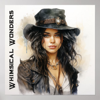 Affiche Wonder Whimsical Steampunk Jeune femme Vintage