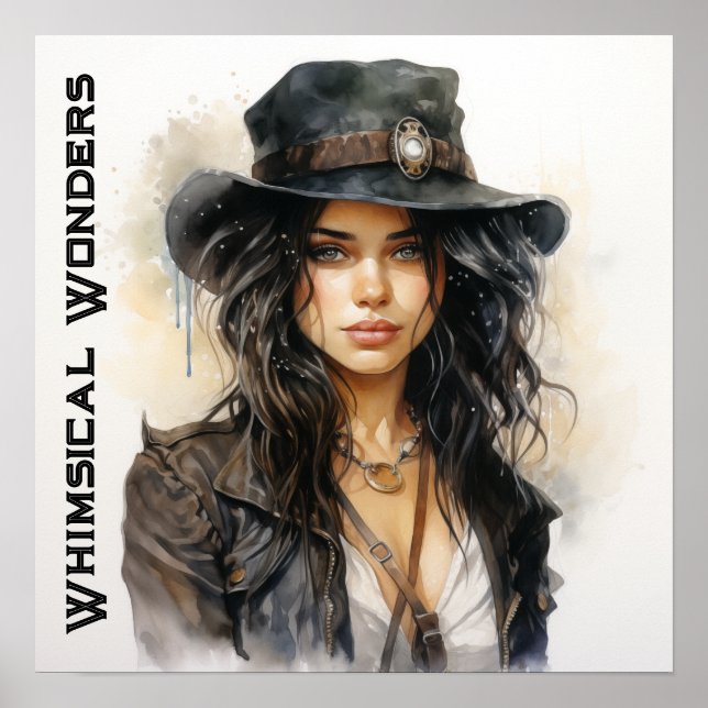 Affiche Wonder Whimsical Steampunk Jeune femme Vintage (Devant)