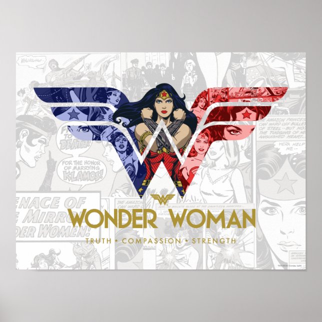 Affiche Wonder Woman Crossed Arms dans le logo collage (Devant)