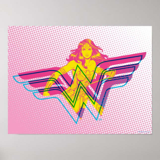 Affiche Wonder Woman Yellow Pink Comic Art Logo (Devant)