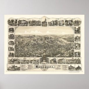 Affiche Woodbury, carte panoramique de NJ - 1886