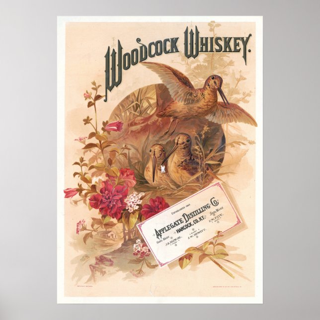 Affiche Woodcock Whiskey Publicité Vintage (Devant)