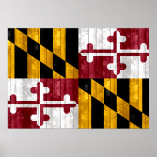 Affiche Wooden Marylander Flag