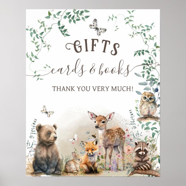 Affiche Woodland animal forest greenery Baby Shower gift (Devant)