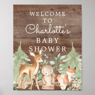 Affiche Woodland Animals Baby Shower Welcome Sign