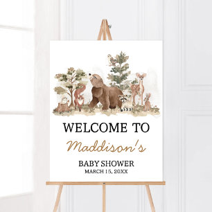 Affiche Woodland Animaux Aventure Attend Bienvenue