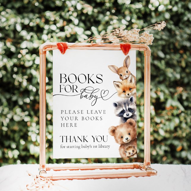 Affiche Woodland Animaux Baby showers modernes Livres (Créateur téléchargé)