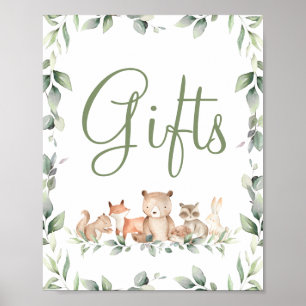 Affiche Woodland Animaux Green-Gifts Party Table