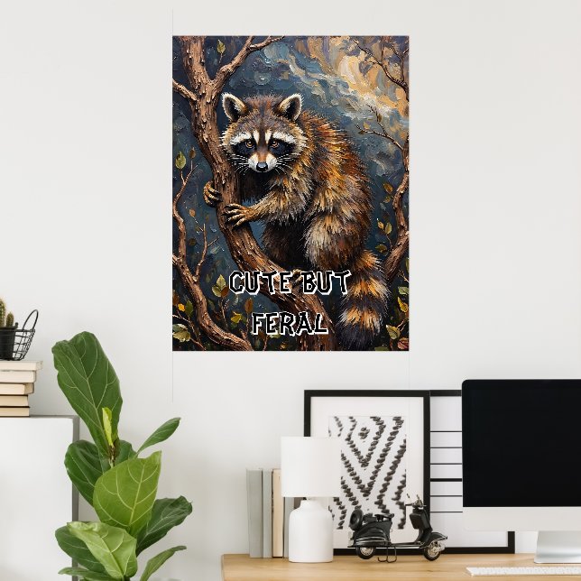 Affiche Woodland Bandit : Raccoon dans les branches (Bureau à domicile)