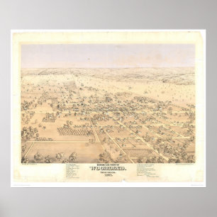 Affiche Woodland, CA. Panoramic Map (1874A)