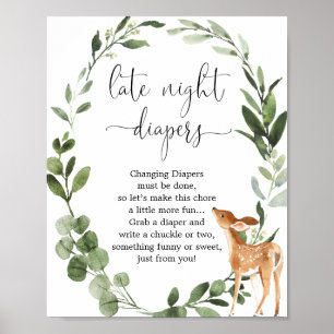 Affiche Woodland Deer Late nuit couches baby shower signe