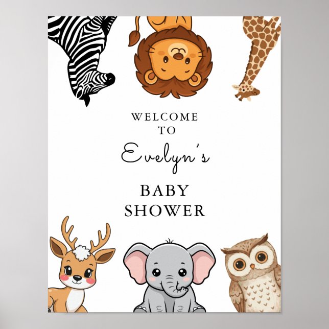 Affiche Woodland Forest Animals Baby Shower (Devant)