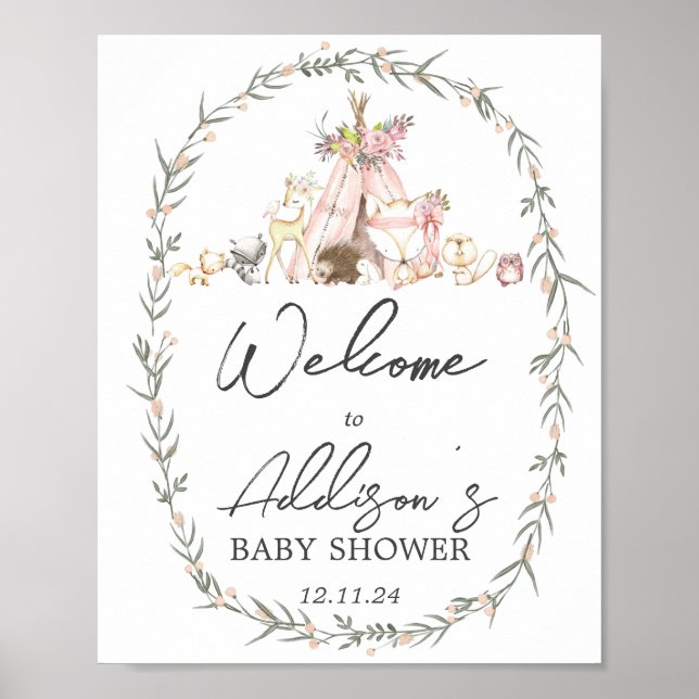 Affiche Woodland Forest Friends welcome sign (Devant)