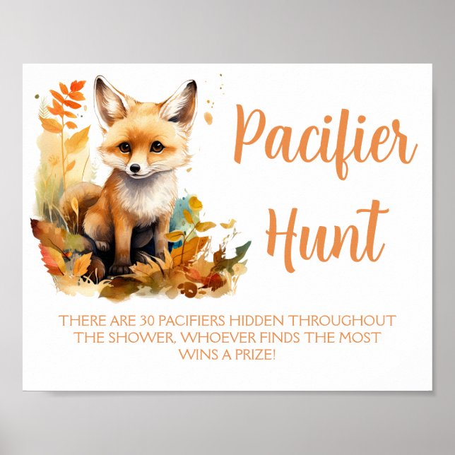 Affiche Woodland Fox mignon Pacifique chasse Baby shower j (Devant)