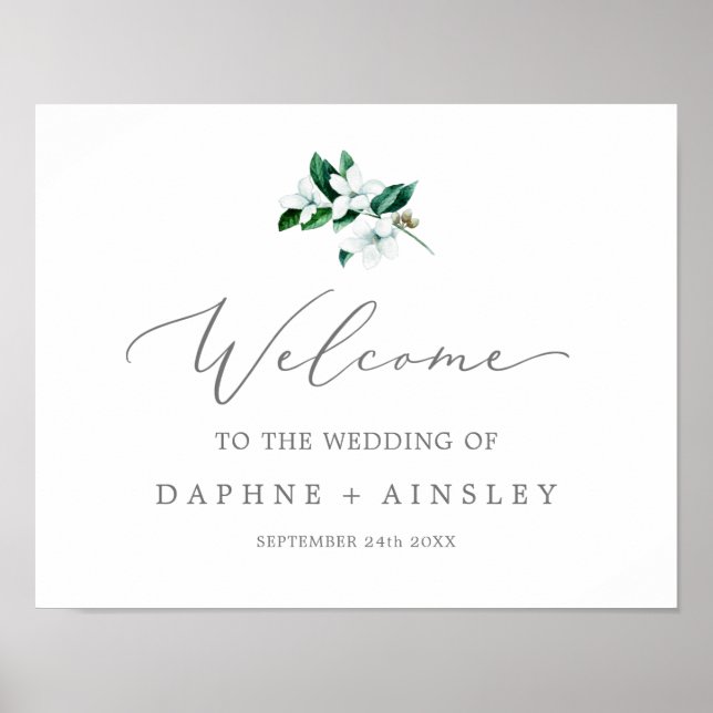 Affiche Woodland Greenery Mariage Bienvenue (Devant)