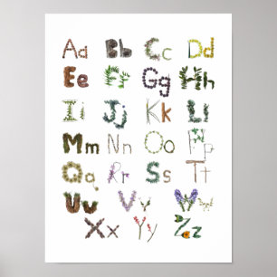 Affiche Woodland kids ABC Alphabet Children's Wall Art